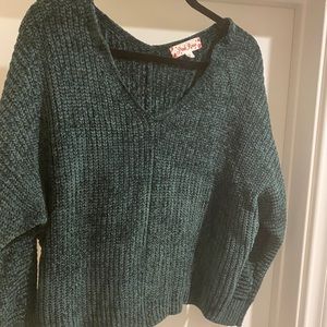 Green Chenille V-neck sweater size L